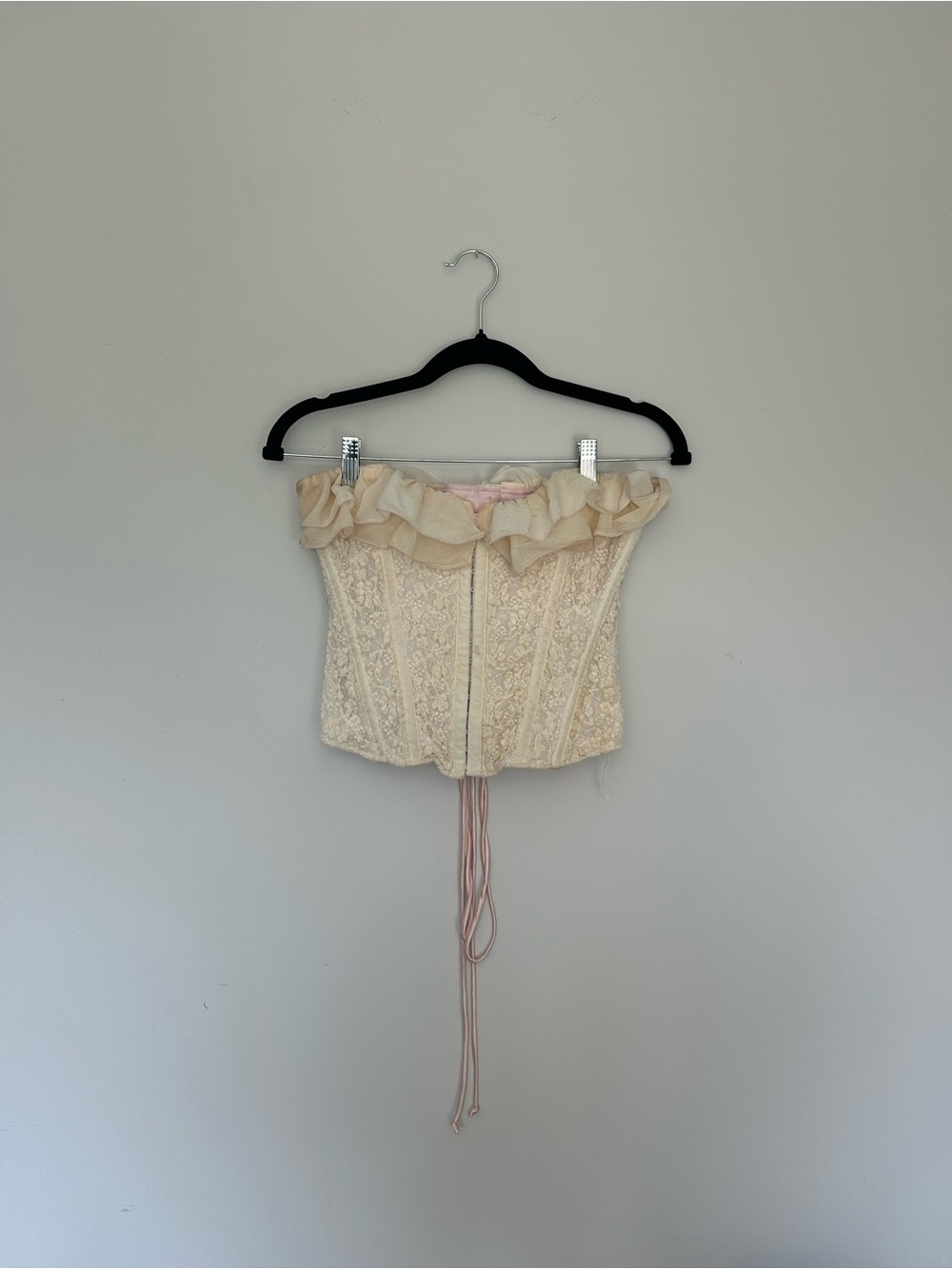 Ruffled Lace Corset Top in Cream